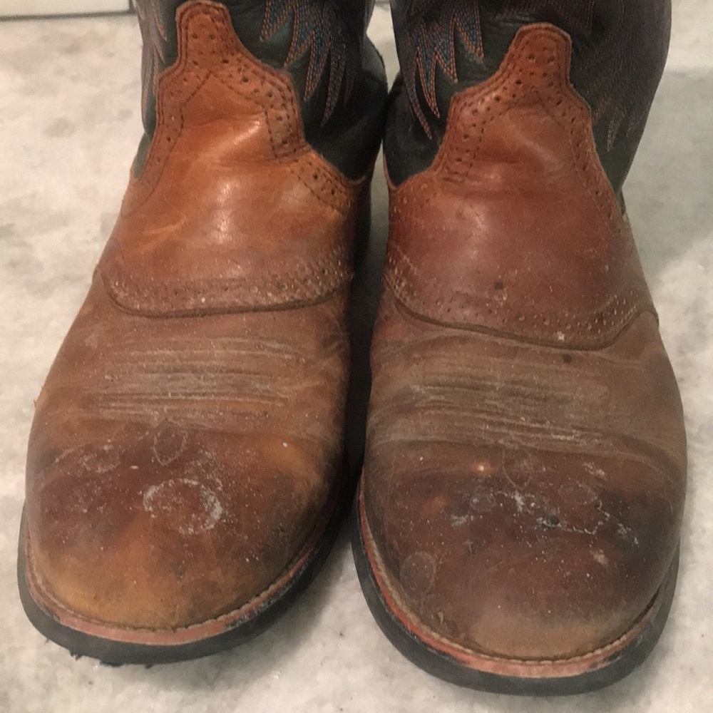 Ariat Western Boots Mens 12 Brown Black Embroidered Style 34928 Cowboy Rodeo - Picture 7 of 13